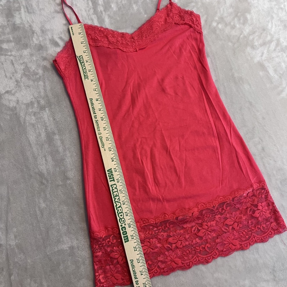 Y2K Lace Trim Cami Top Womens Large Coral Fairy Layering Coquette Festival - Picture 6 of 8
